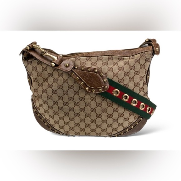 2005 Gucci Pelham Monogram Canvas/Leather/Sherry Web Strap LARGE Pelham Bag - Picture 8 of 14